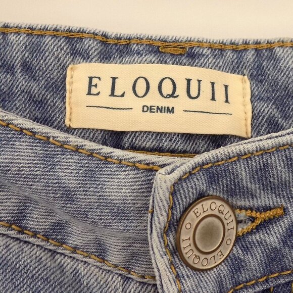 Eloquii Denim High rise Shorts Size 16 Frayed hem Light wash - Picture 3 of 5